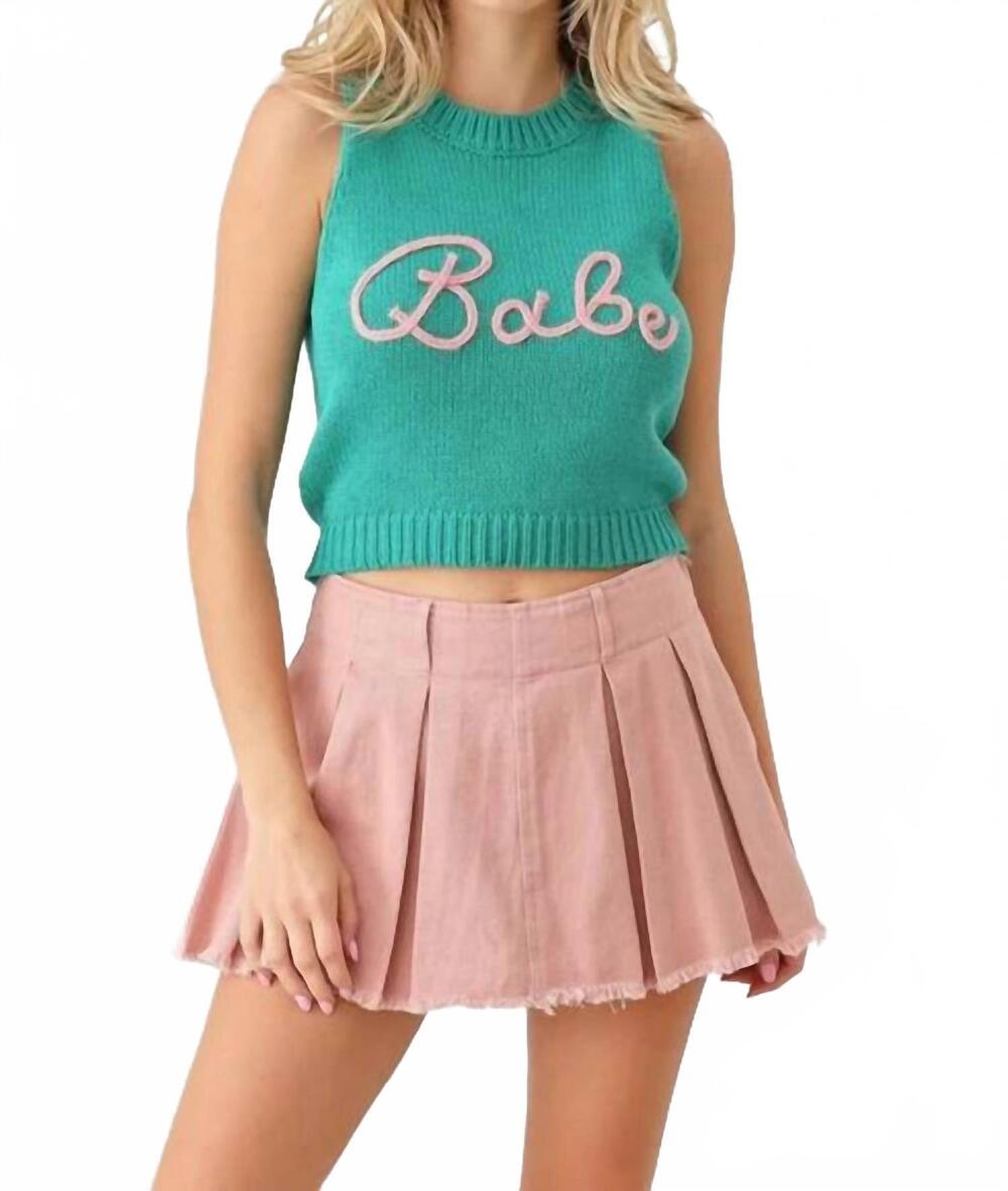 NEW LE LIS hey babe cropped sweater in green